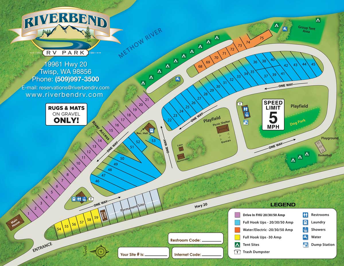 RV Park Map RV site map Riverbend RV Parkmap
